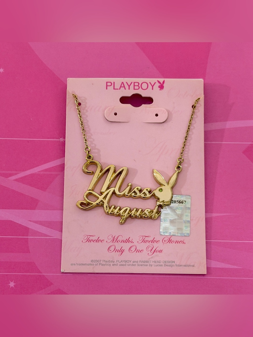 Playboy miss August gold necklace NWT